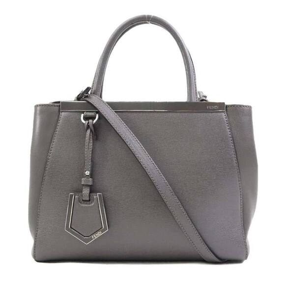 FENDI Gray Leather Shoulder Bag